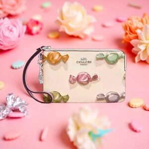 Coach Candy Pattern Wristlet in Cream and Pastels